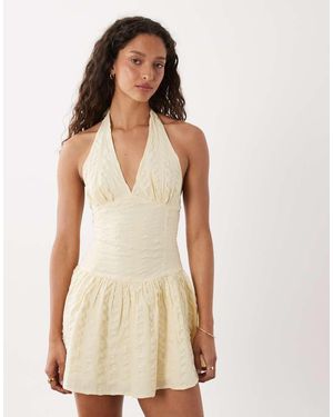 Cotton On Kaity Halter Mini Dress - Natural