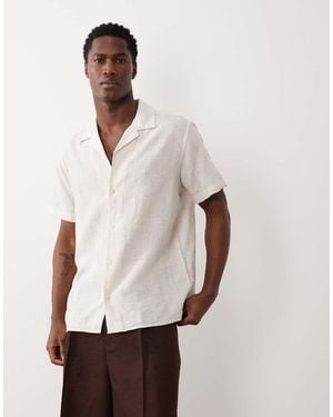 Jack & Jones Premium Linen Blend Textured Stripe Shirt - Natural