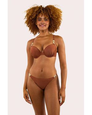 Wolf & Whistle Morgan Glitter Mix & Match Fuller Bust Plunge Bikini Top - Brown
