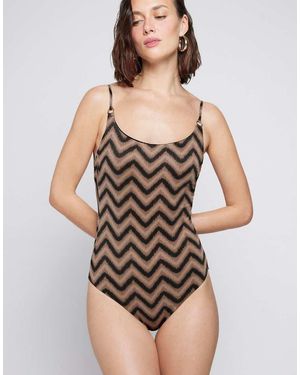 Tezenis Chevron Shine One-Piece Swimsuit - Metallic