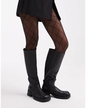 Lindex Collants en tulle à motif losanges 40 deniers - Noir