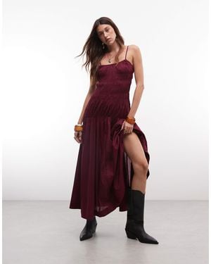 Gina Tricot Shir Body Cotton Maxi Dress - Red