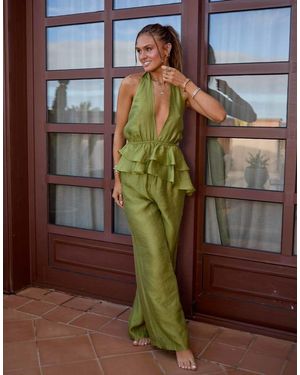 South Beach X Misha Grimes Loose Fit Beach Trousers - Green