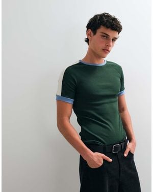 ASOS Muscle Fit Raglan Ringer T-Shirt - Green