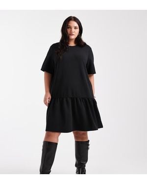 Noisy May Drop Hem Scuba-style Fabric Mini Dress - Black