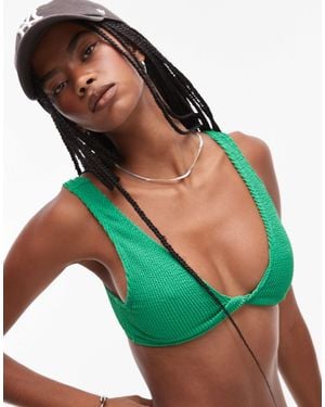 TOPSHOP Santorini Knot Front Bikini Top - Green