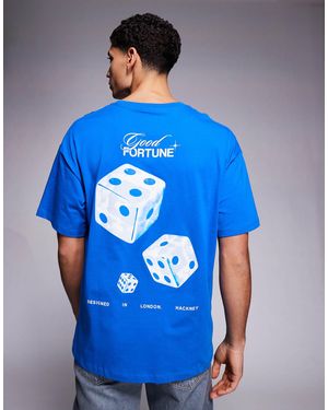 ADPT Oversized T-Shirt With Dice Back Print - Blue