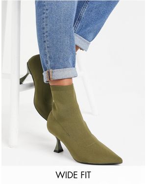 ASOS Bali - khakifarbene sock-boots mit kitten-heel-absatz - Grün