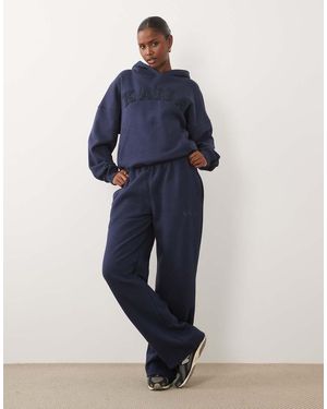 Kaiia Joggers Anchos De Conjunto Con Logo Bordado En Azul Oscuro
