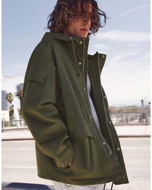 Pull&Bear Parka Utility Color Kaki - Verde