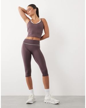 4505 Active Double Layer V Neck Cami With Inner Bra - Natural