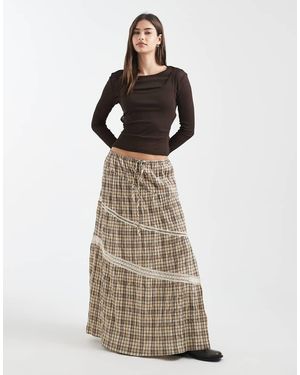 Daisy Street Mid Rise Asymmetric Tiered Skirt With Side Split - Blue