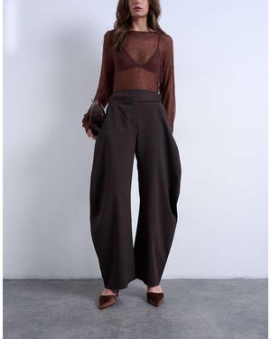 TOPSHOP Stripe Tailored Barrel Leg Trouser - White