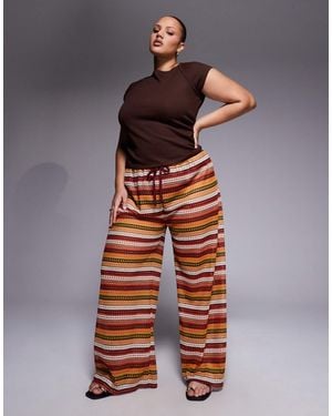 South Beach Wide Leg Crochet Pants - Red