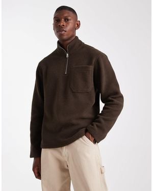 Jack & Jones 1/4 Zip Fleece - Brown