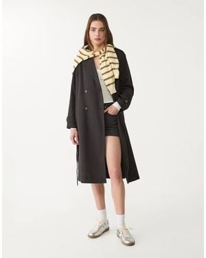 Stradivarius Long Flowing Trench Coat - White