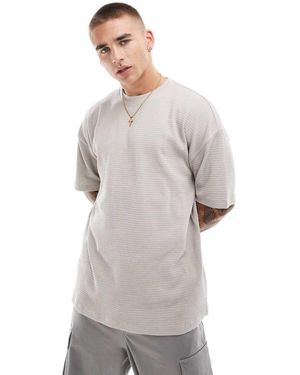 New Look T-Shirt Oversize Testurizzata Color Pietra - Grigio