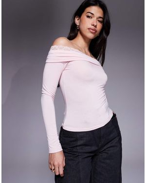Edikted Janus Lacey Fold Over Top - White