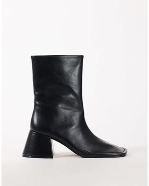TOPSHOP Pamela ankle-boots aus echtem leder mit blockabsatz - Schwarz
