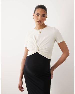 Mama.licious Mamalicious Maternity Above The Bump Knot Detail T-shirt - White