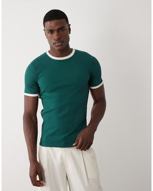 ASOS Heavyweight Muscle Fit Ringer T-shirt - Green