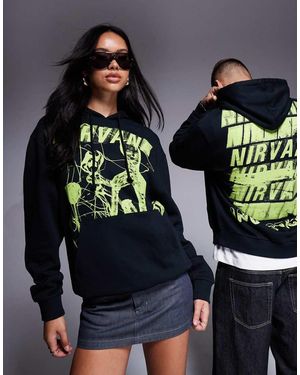 ASOS Sudadera Negra Extragrande Con Capucha Y Estampado "Nirvana Incesticide" De - Azul