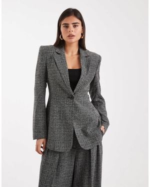 Vero Moda Blazer d'ensemble habillé en tweed à taille cintrée - poivre et sel - Gris