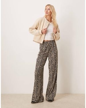 JDY Tall Textured Wide Leg Pants - Natural
