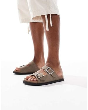 schuh Scout Double Buckle Footbed Sandals - Brown