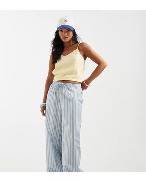 Only Petite Pantalones Azules A Rayas De Pernera Ancha De