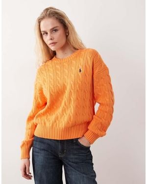 Polo Ralph Lauren Cotton Cable Knit Jumper - Orange