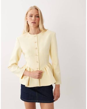 Miss Selfridge Corset Peplum Blazer - Natural