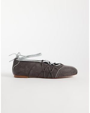 JW PEI Iria Lace-up Ballet Flats - Grey