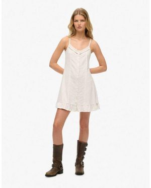 Superdry Lace Button Through Cami Dress - White