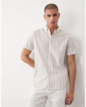 Threadbare Linen Mix Short Sleeve Shirt - White