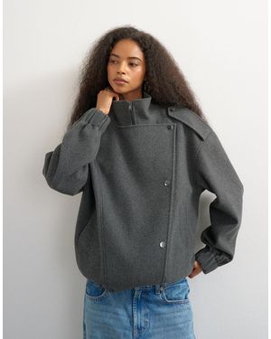 TOPSHOP Formal Bomber Jacket - Grey