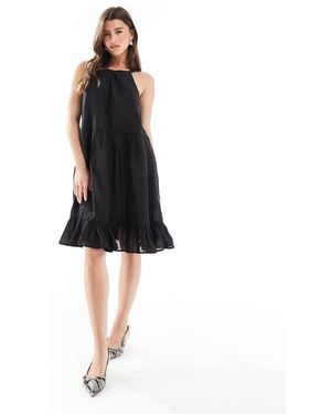 French Connection Hollan Mini Dress With Bow Back - Black