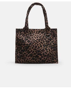 Stradivarius Printed Fabric Shopper Bag - Black