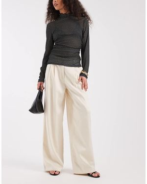 Object Wide Leg Pleated Trouser - White