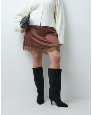 ASOS Curve Contessa Cone Heel Slouch Knee Boots - Black
