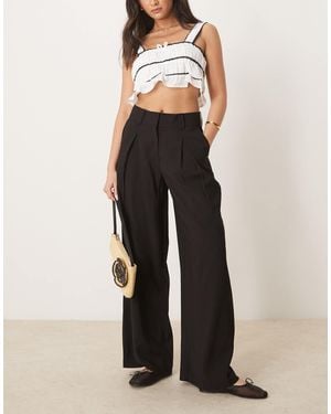 Aware High Waisted Pleat Front Pants - Black