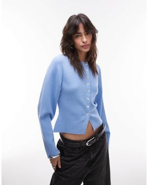 TOPSHOP – strickjacke aus kompaktem strick - Blau