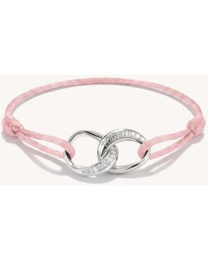 Thomas Sabo Textile Bracelet Together Pink With White Zirconia