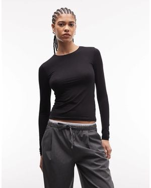 Weekday Slim Fit Long Sleeve T-Shirt - Black
