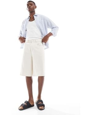Only & Sons baggy Fit Longline Denim Short - White