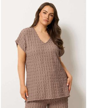 Yours Clothing Bubble Textured T-Shirt - Brown