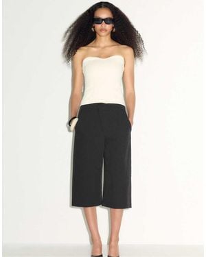 Stradivarius Wide-Leg Cross-Waist Bermuda Shorts - Black