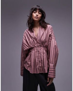 & Other Stories Shirt With Cinch Waist And Volume Sleeves - Purple