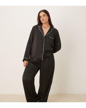 ASOS Pijama De Satén De Asos Design Curve - Negro