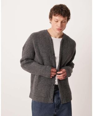 ASOS – gerippte oversize-strickjacke - Grau